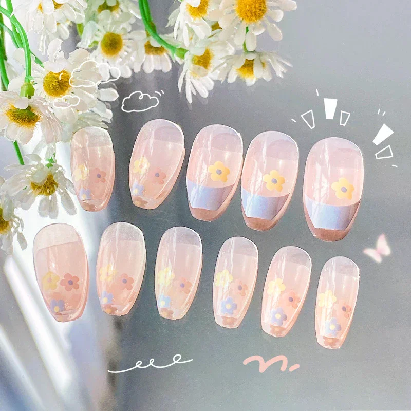 2025 Newest 24PCS/Set Nail Art French Fake Nails Set With Glue ABS Plastic - Simple Short Nail Stickers - Image 3