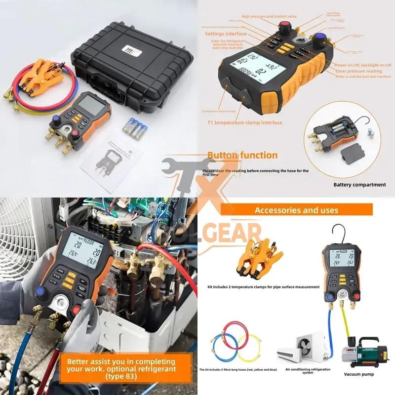 2026China*Factory* HT-750 Vacuum Manifold Instrument Air Conditioning Car Digital Meter Refill Refrigerant Meter