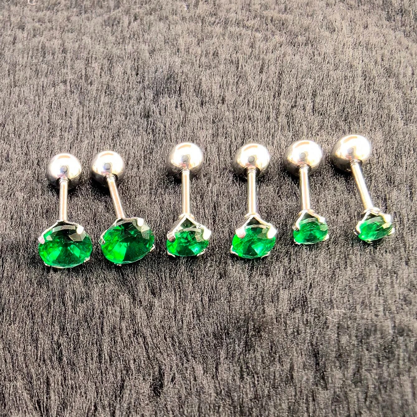 Body Jewelry Flat Back - 6 adet/takım Paslanmaz Çelik Kübik Zirkonya