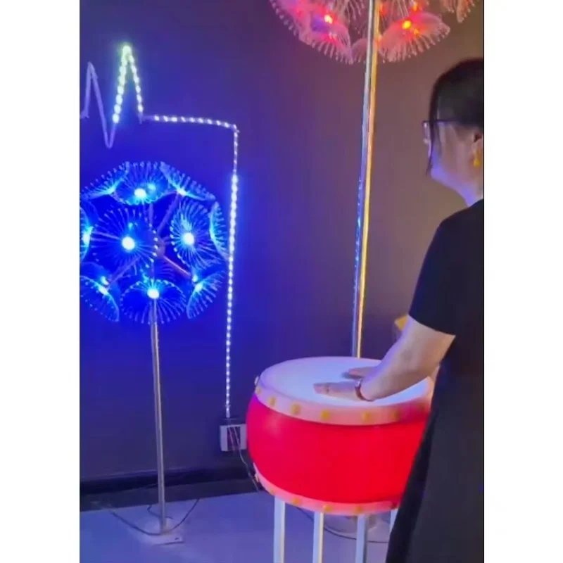 Outdoor interactive  sculpture night light dynamic optical drum
