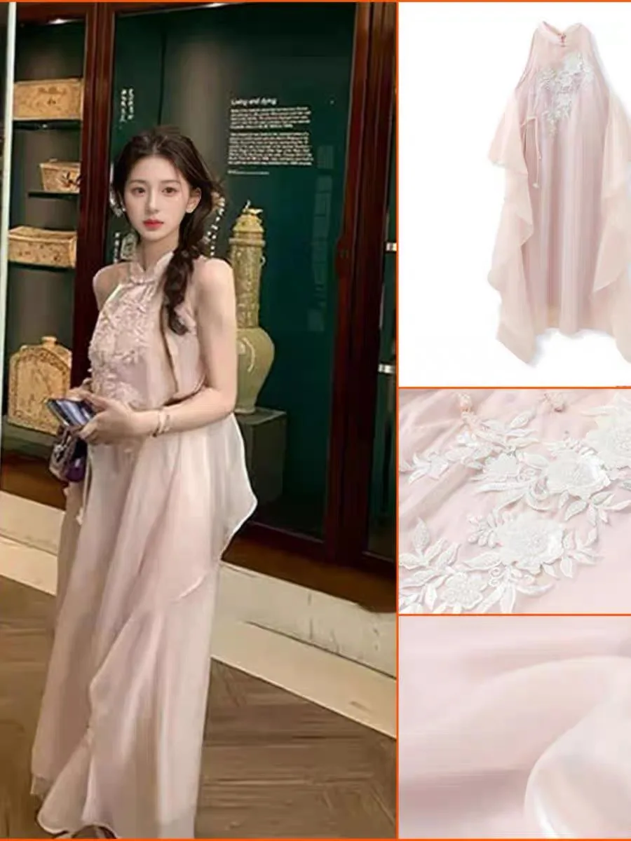 

New Arrivlas Sleeveless Evening Party Pink Dress Qipao Cheong-sam