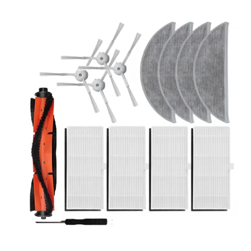 【Berserk】 Juego de 14 filtros HEPA, cepillo lateral de rodillo, almohadilla para fregona y bolsa de polvo para modelos de aspiradora Robot Xiaomi Lydsto R1 / R1A / R1 Pr
