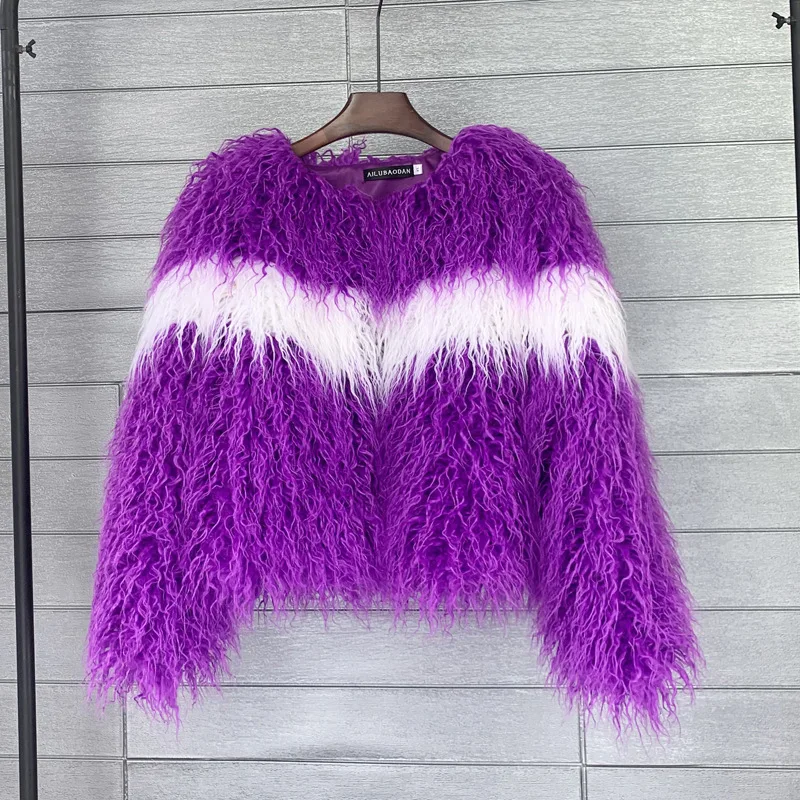 Faux Fur Women Short Coats Jackets Coat Thick Warm Y2k Streetwear Jacket Elegant Work Outerwear Round Neck Autumn Winter