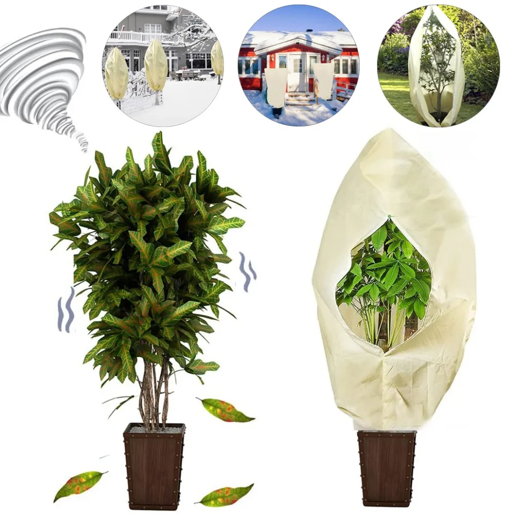 2er-Pack Gartenpflanzenschutz, Pflanzenvlies für Frostschutz, Vliesbeutel mit Reißverschluss und Kordelzug, Pflanzenabdeckungen für den Außenbereich