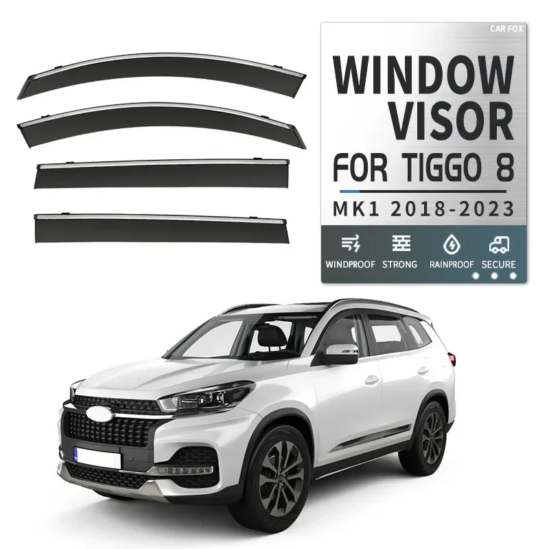 Fit for 2018-2023 Chery TIGGO 8 Window visor Car Sun Rain Guard Vent Shade Deflector Wind Weathershield Moulding Trim
