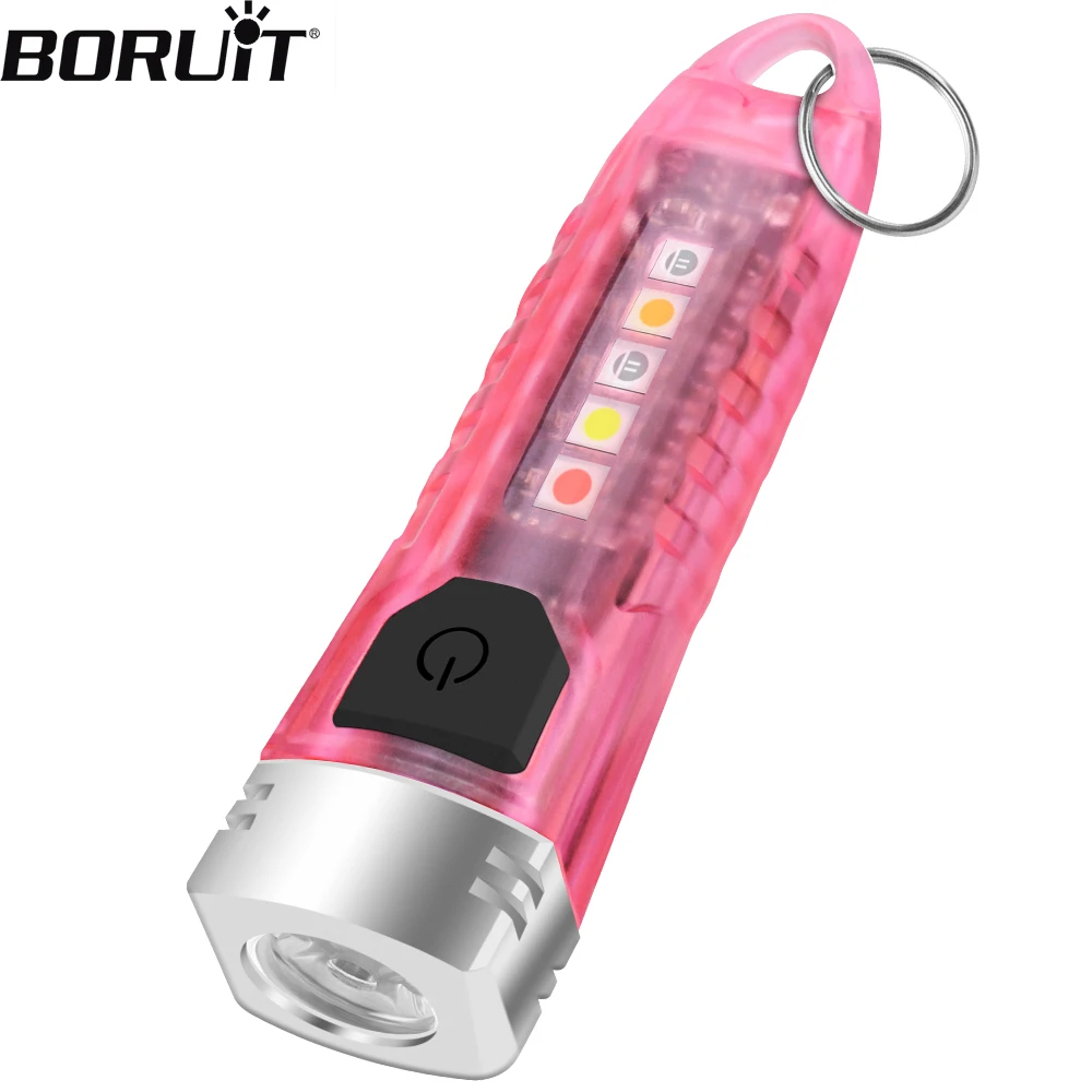 BORUIT V1 LED Keychain Flashlight Work Light Type-C Rechargeable Portable Torch Used For Outdoor Camping Adventure Etc.