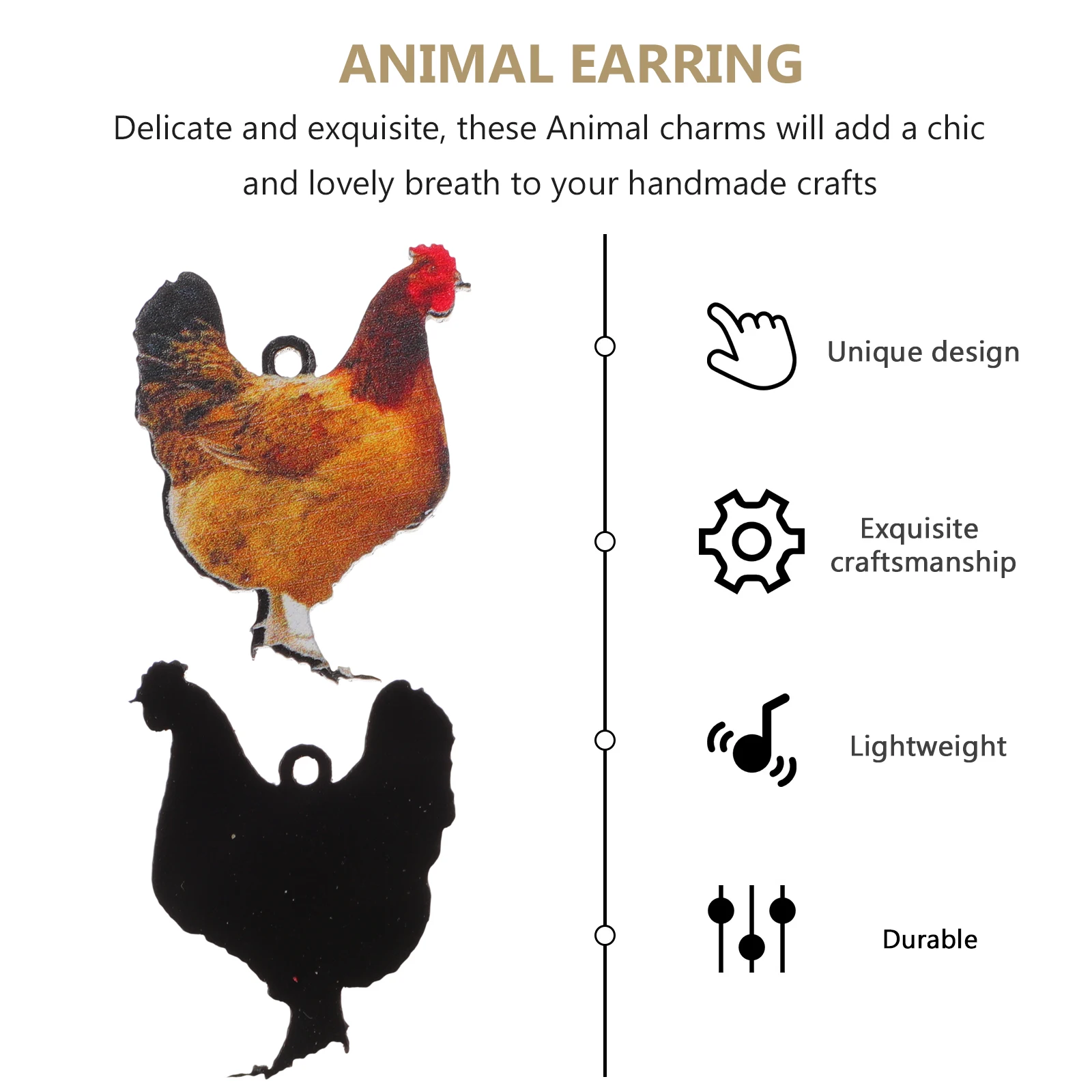 

20pcs Animal Charms Cute Diy Pendants For Jewelry Making Lightweight Durable Acrylic Beads Crafts Accessories Hanging Hole Chic