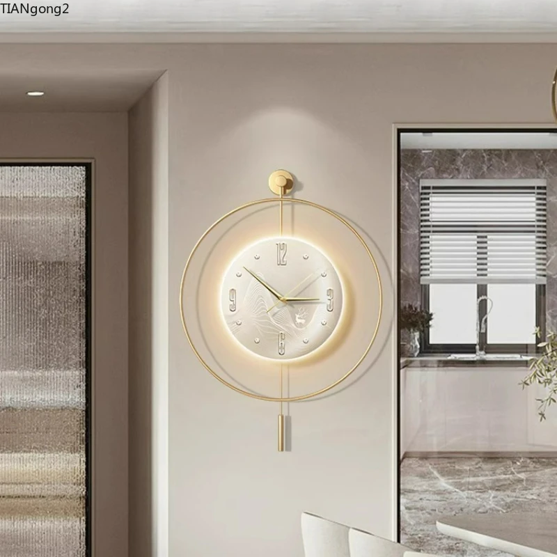 

Luxury Minimalist Wall Clock Mechanic Pendulum Silent Fashion Unique European Wall Clock Automatic Modern Horloge Home Decor