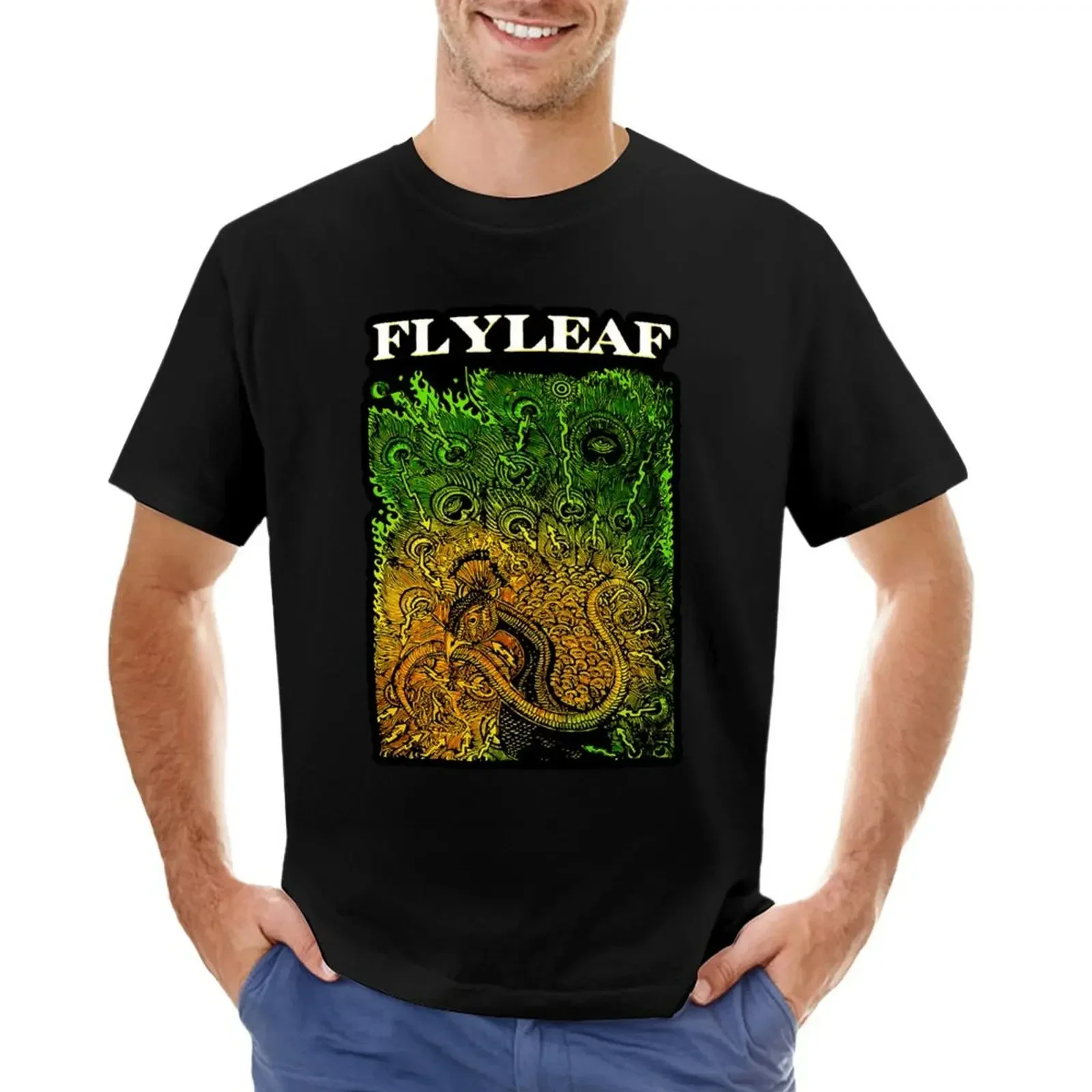 golden peacock snake Flyleaf T-shirt funnys vintage anime clothes Men's t shirts