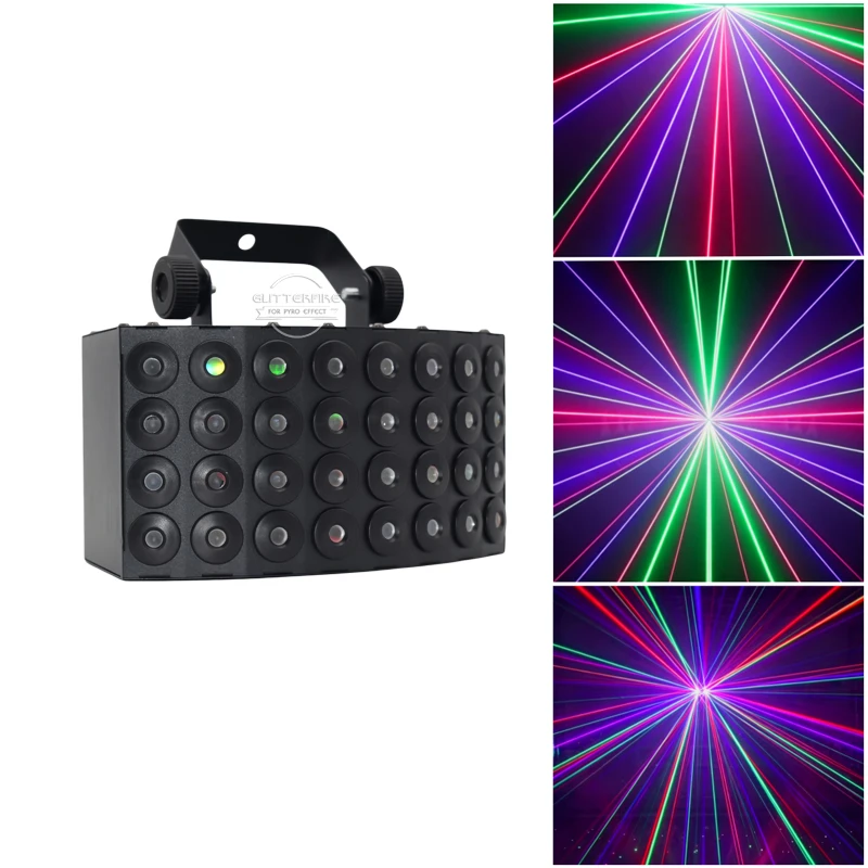 32-Channel RGB Laser Rain Light with DMX512 – Sound-Active Stage Effect Projector for DJ, Disco, KTV, Party