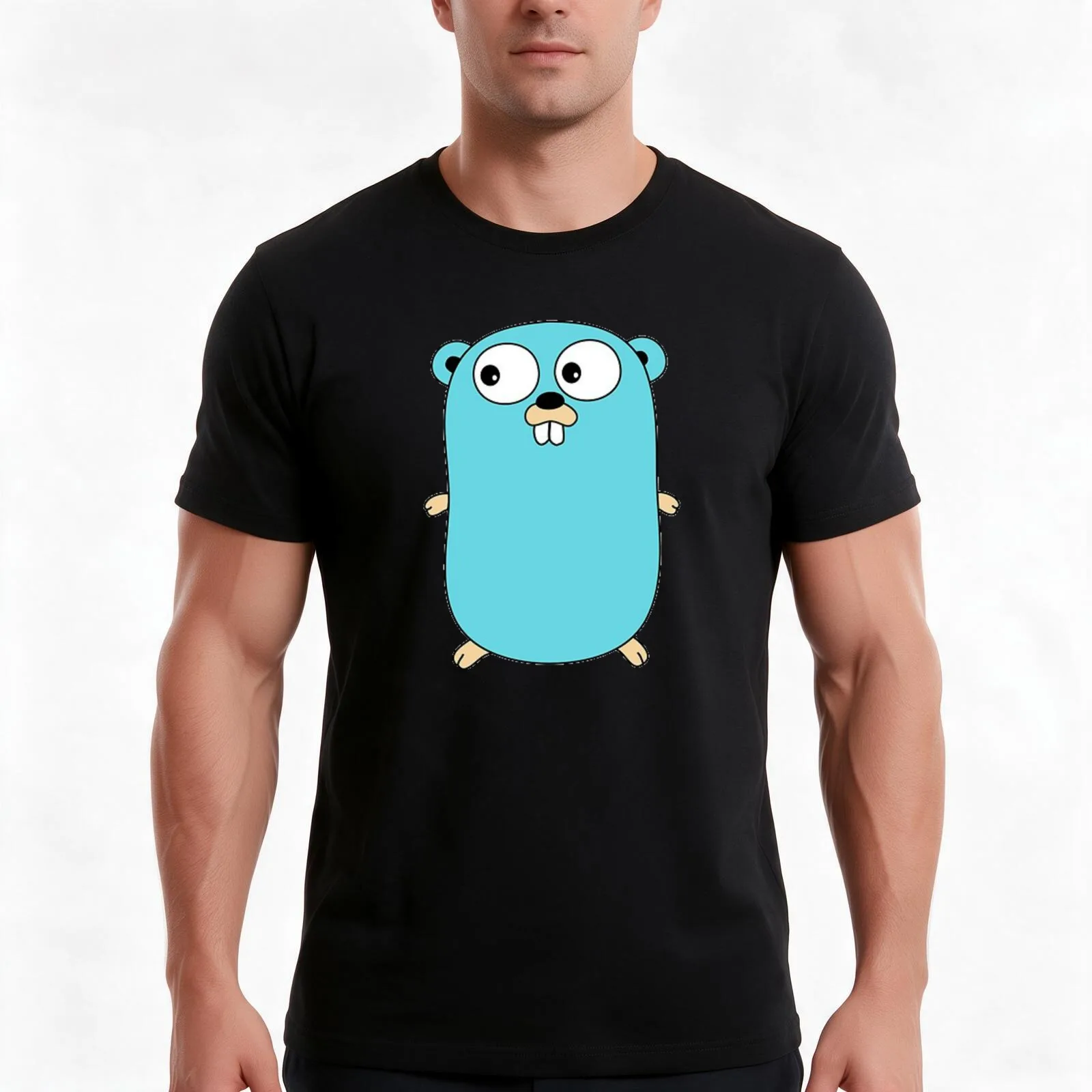 Go Gopher Big T-Shirt, Summer Casual Cotton Tee, Oversized Streetwear Tops, Vintage Graphic Print, Loose Fit Short Sleeve