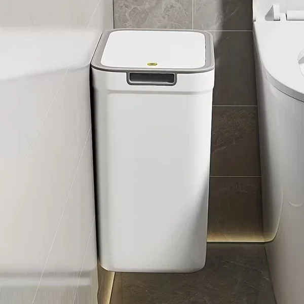

TouchlBathroom Trash Can – Odor-Sealing, Wall-Mounted, Quiet Close Lid, Space-Saving Rectangular Design