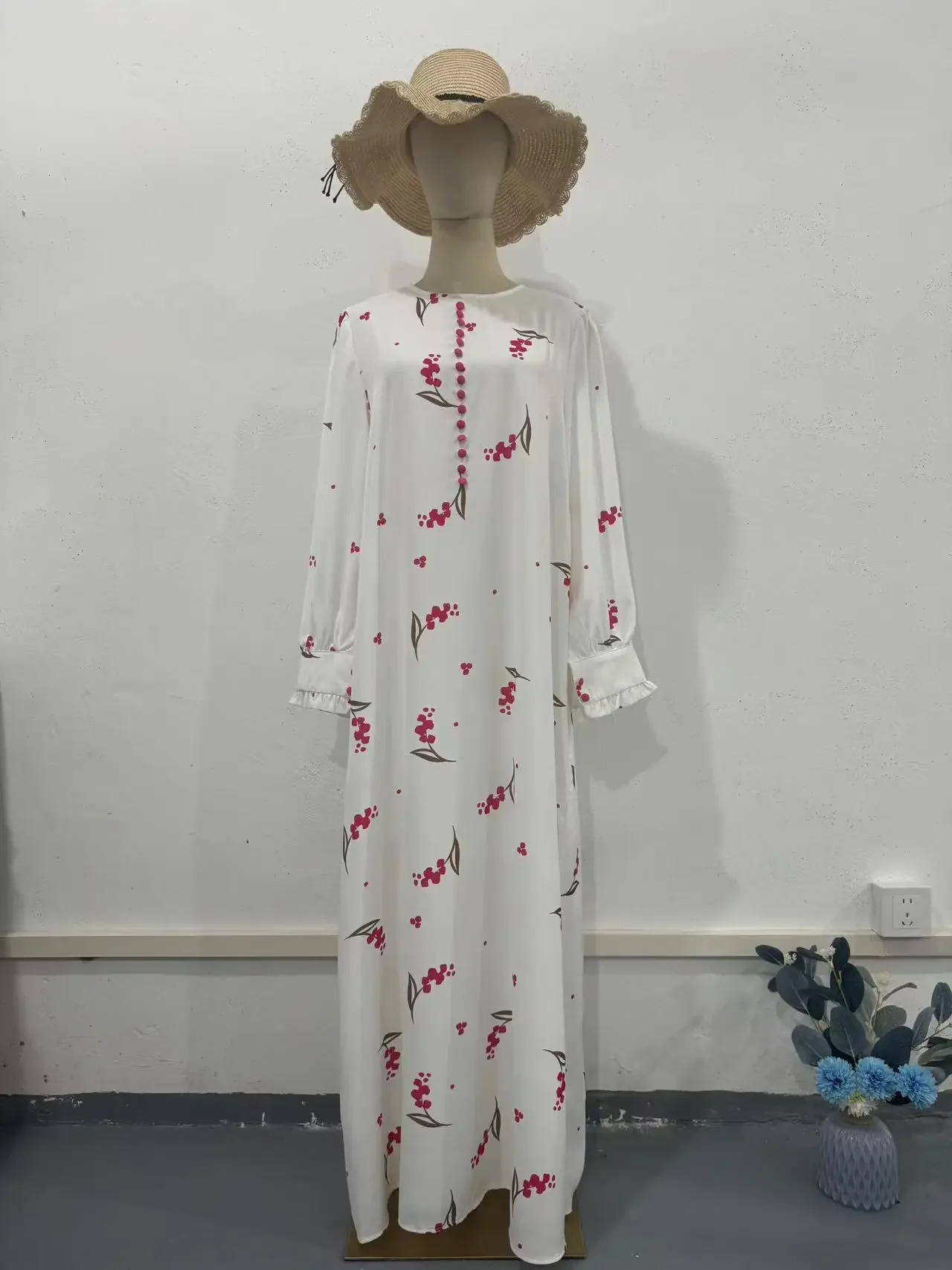 Vestido de fiesta musulmán Eid para mujer, Vestidos Largos con estampado dulce, Ramadán, Marruecos, túnica larga de Dubái, Turquía, Jalabiya, 2024