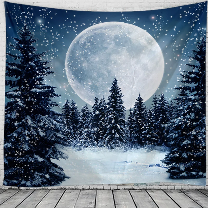 Snow-covered Landscape Room Wall Art Home House Hogar Bedroom Masion Jardim Aesthetic Decor For 2023 Tapiz Y2k Arazzi Hanging