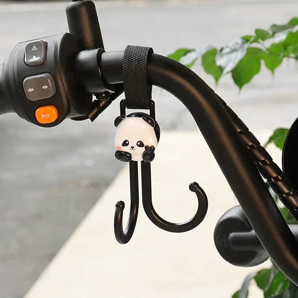 Lovely Panda Rotatable Motorcycle Electric Bike Hand Bar with Double Hook for Helmet Luggage Bag Hanger Hook For Bicycle Scooter