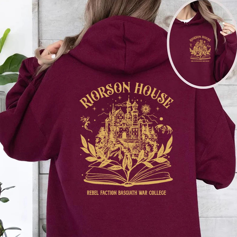 Fourth Wing Hoodie Riorson House Hooded Sweatshirt Iron Flame Basgiath War College Shirt Trendy 2Side Print Golden Dragon Hoodie