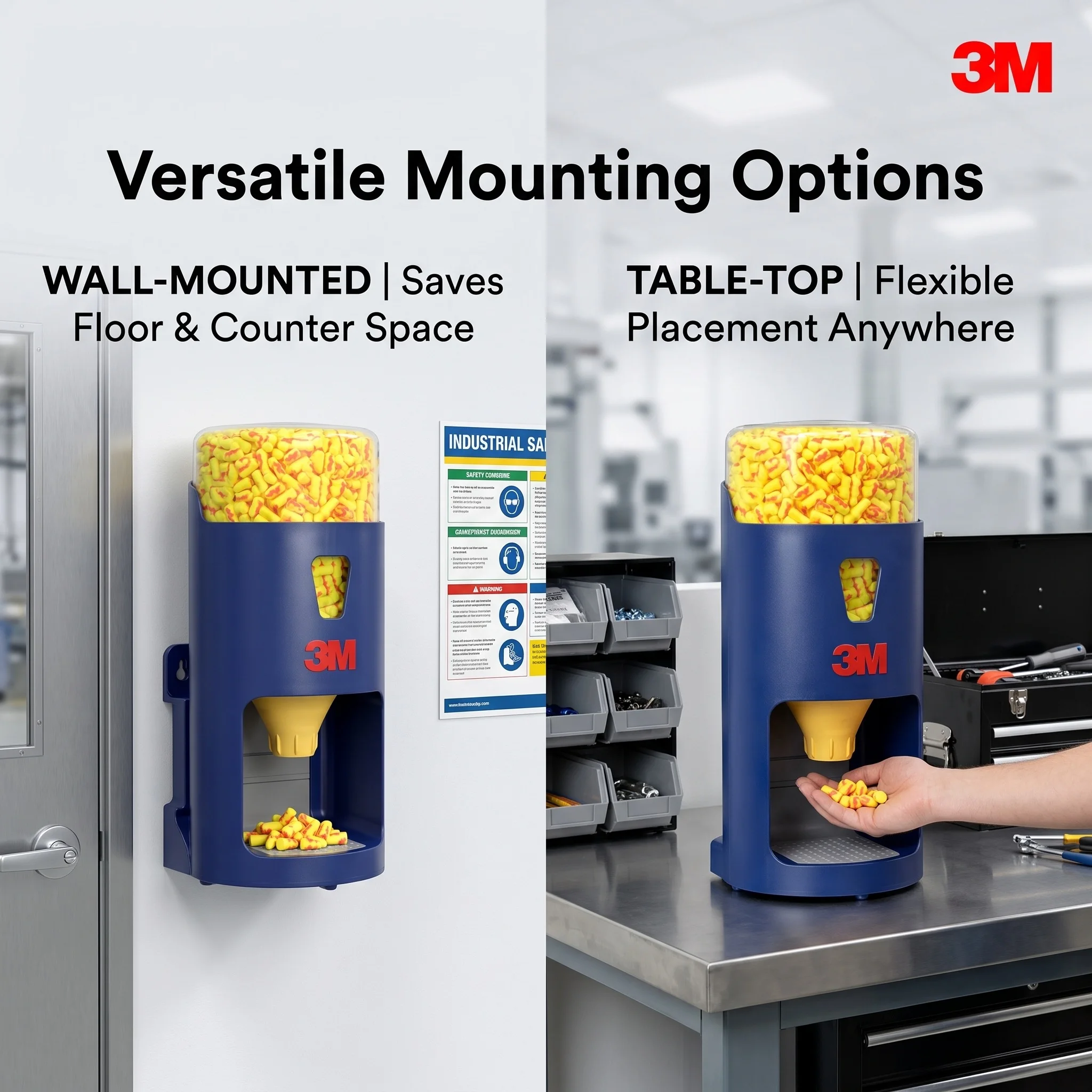 3M 391-0000 One Touch Pro Earplug Dispenser Industrial Hearing Protection Noise Canceling Foam Earplugs Reusable for Work Safety