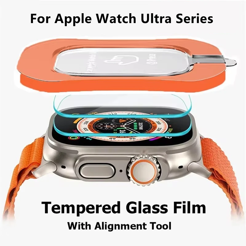 

2Pcs Tempered Glass Screen Protector For Apple Watch Ultra 1 2 49mm Accessories HD Film iWatch Ultra automatic installation