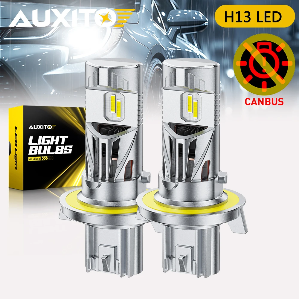 2Pcs AUXITO H13 9008 LED Hi/Lo Canbus Turbo Headlights 1000%Brighter White 12V For Ford F150 Escape Flex Nissan Leaf Sentra Jeep