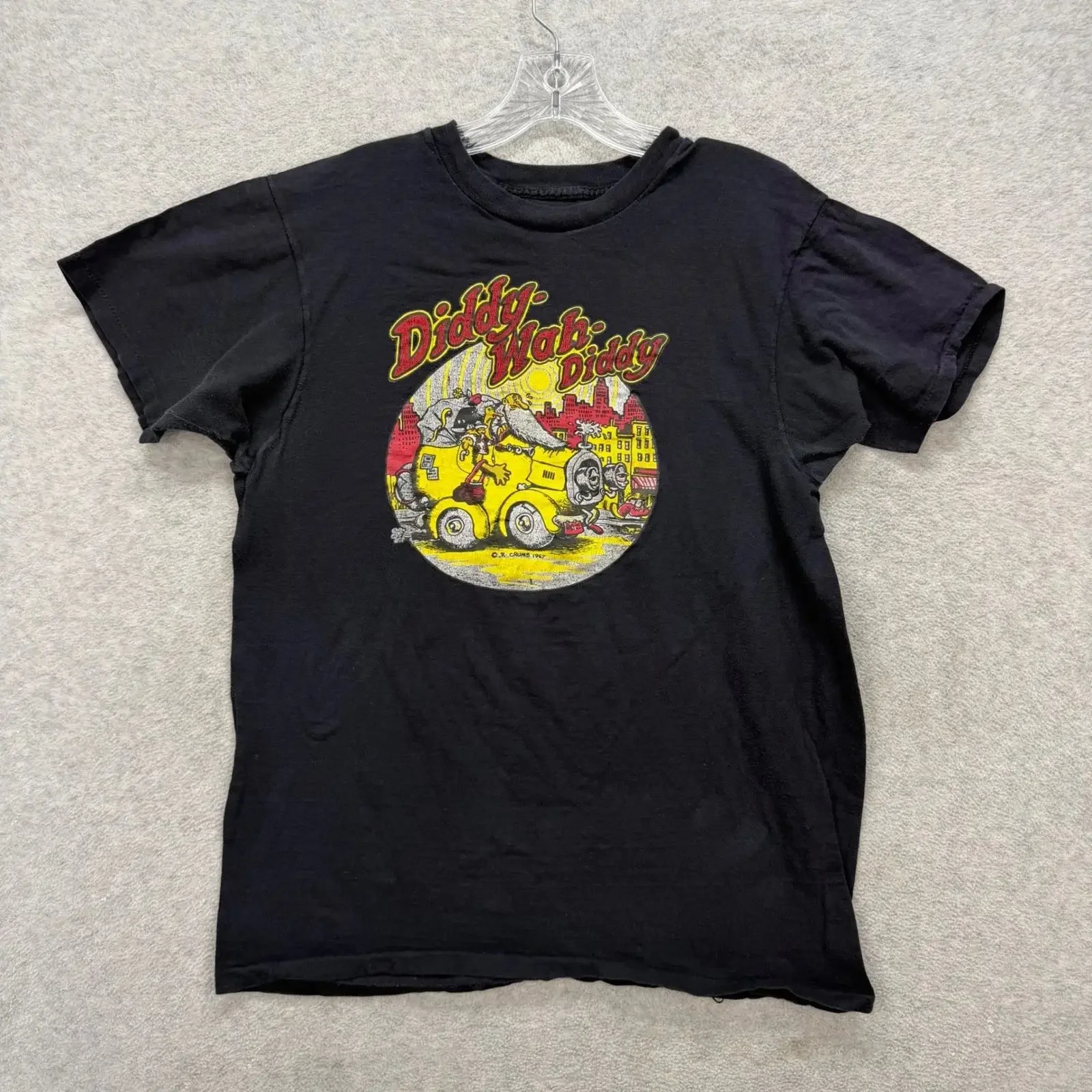 R Crumb T Shirt Herren Small Schwarz Diddy Wah Einzelnaht Vintage 60er 1967 vintage Washed Comfortable Stylish Unisex Stretched
