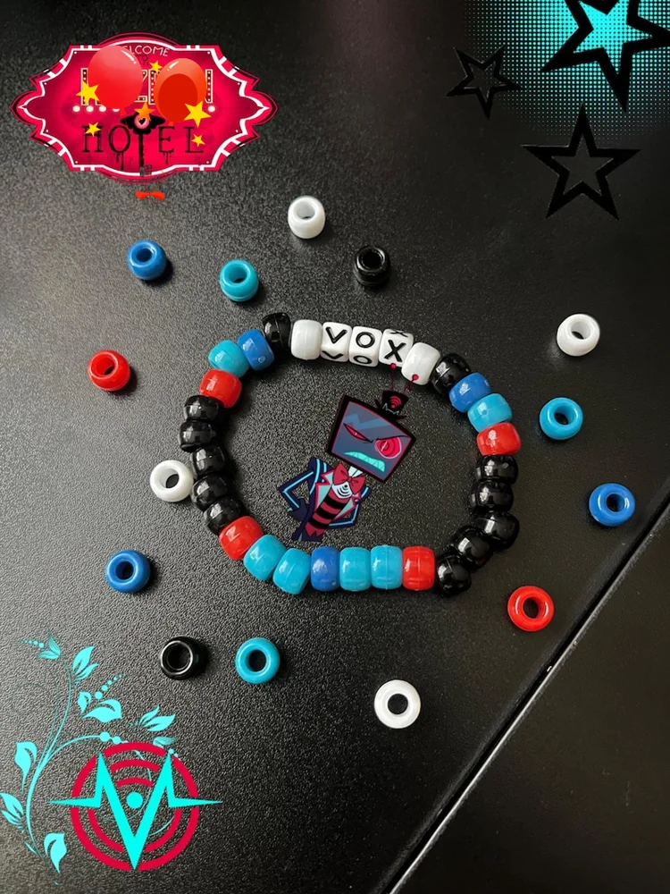 Ha2bin  Vox x Murder Drones Couple Kandi Bracelets Set Red Black Blue White Game Player Matching Cuffs Cute Special Gift
