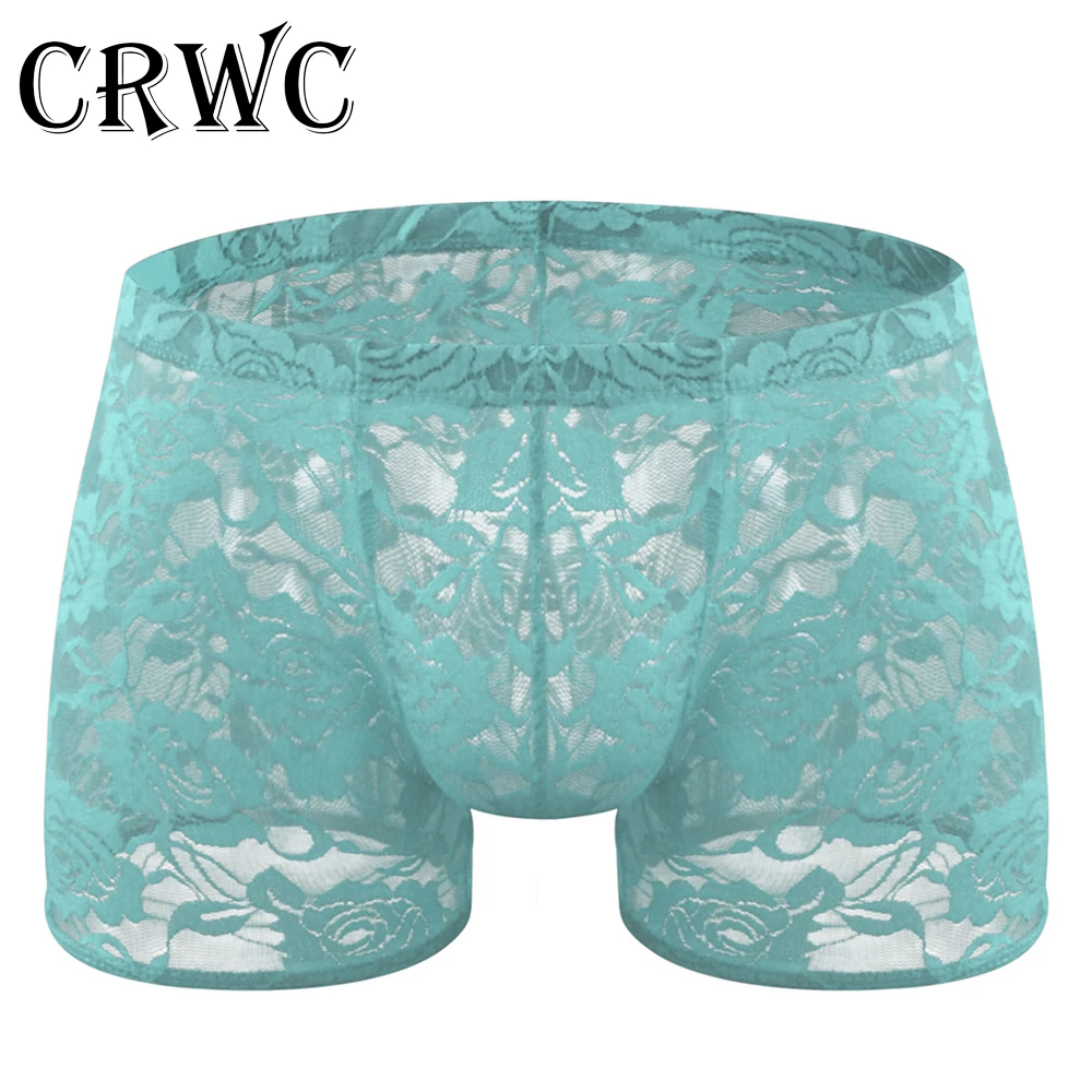 Calzoncillos de encaje para hombre, ropa interior Sexy de Color sólido, transpirable, de cintura baja, íntimos, eróticos, envío rápido