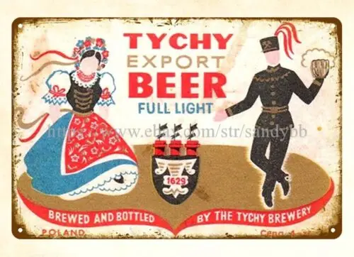 Polish beer Tychy Export Beer brewery man cave diner metal tin sign bar club  s