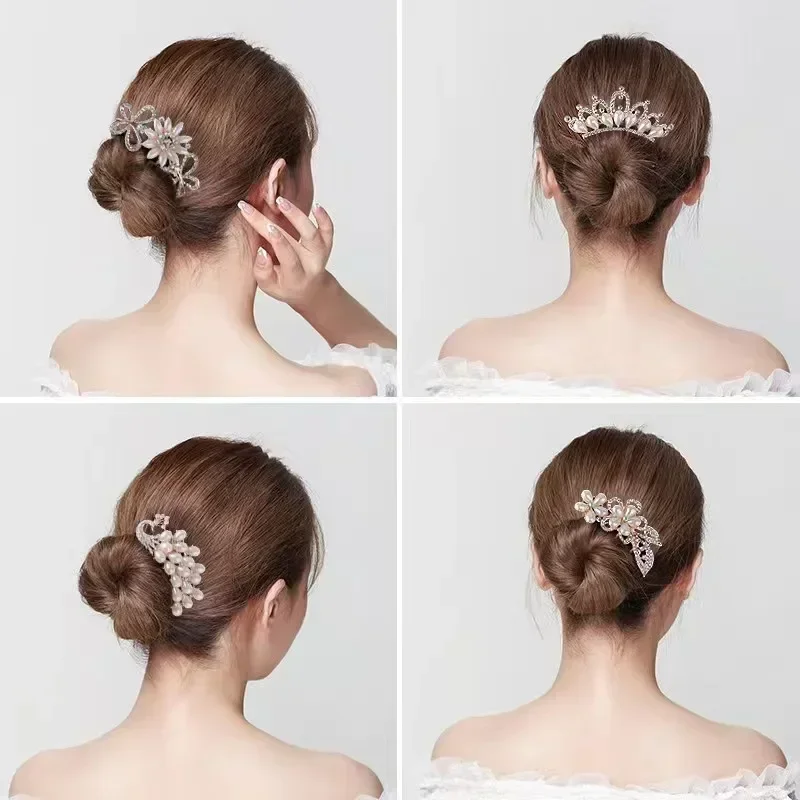 Women Crystal Hair Braiding Clip Elegant Vintage Hairpin Women Elegant Rhinestone Hair Accessories Crystal Hairpins Barrettes