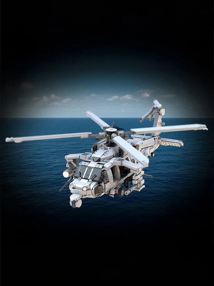 New 1536Pcs Moc Military Weaponed Mh-60S Helicopter Model Building Block Technology Brick Diy Assembly Toy Holiday Christmas Gif