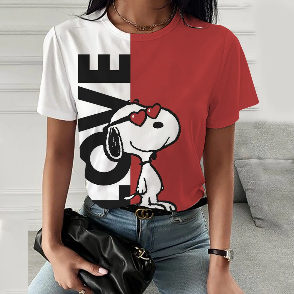 Snoopy print Women Female Cartoon Clothes Tee Top Clothing Fashion Lovely Trend Style Cute Casual Short Sleeve Graphic T-shirts