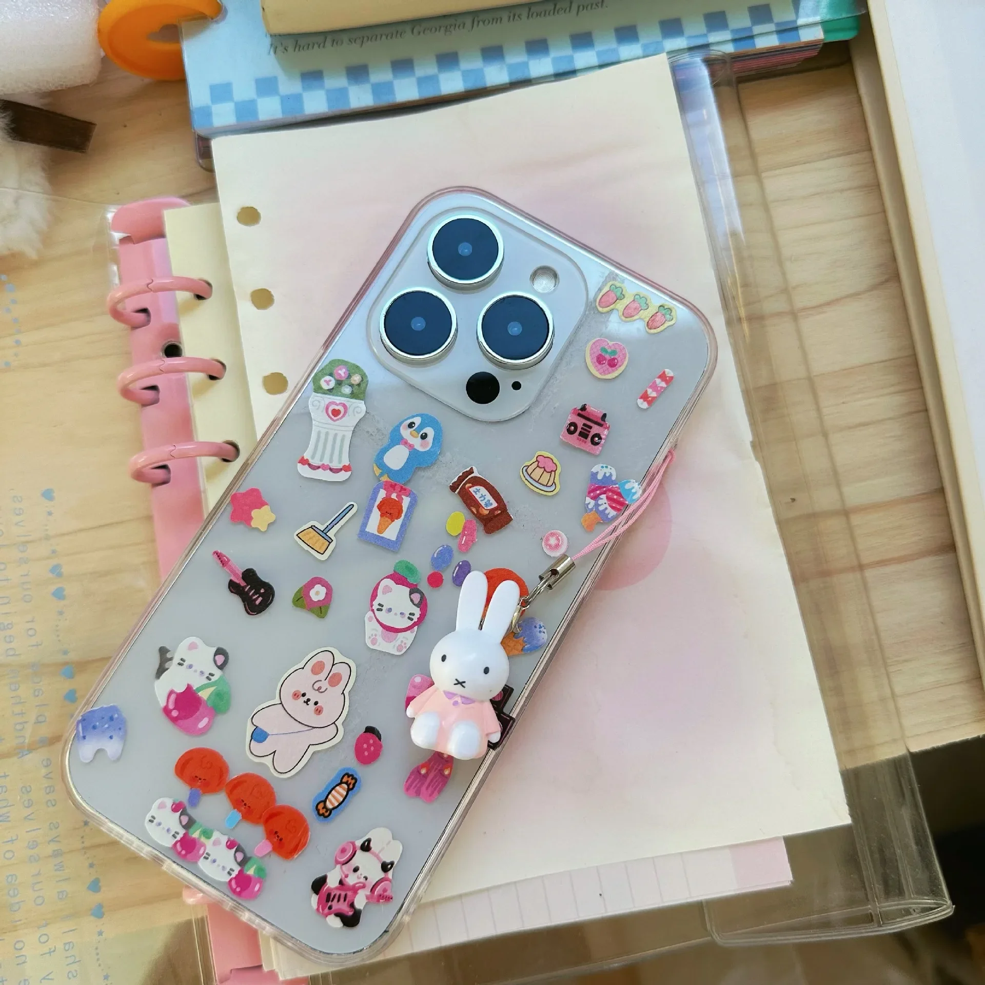 Portachiavi con coniglio Kawaii Cartoon Zaino carino Ornamenti pendenti Catena per cellulare Regalo di Natale