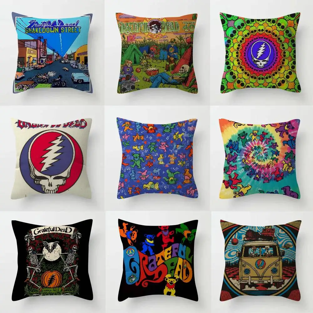 Funda de cojín con diseño de álbum de la banda G-Grateful D-Dead, decoración rústica para el hogar, fundas de almohada decorativas para sofá