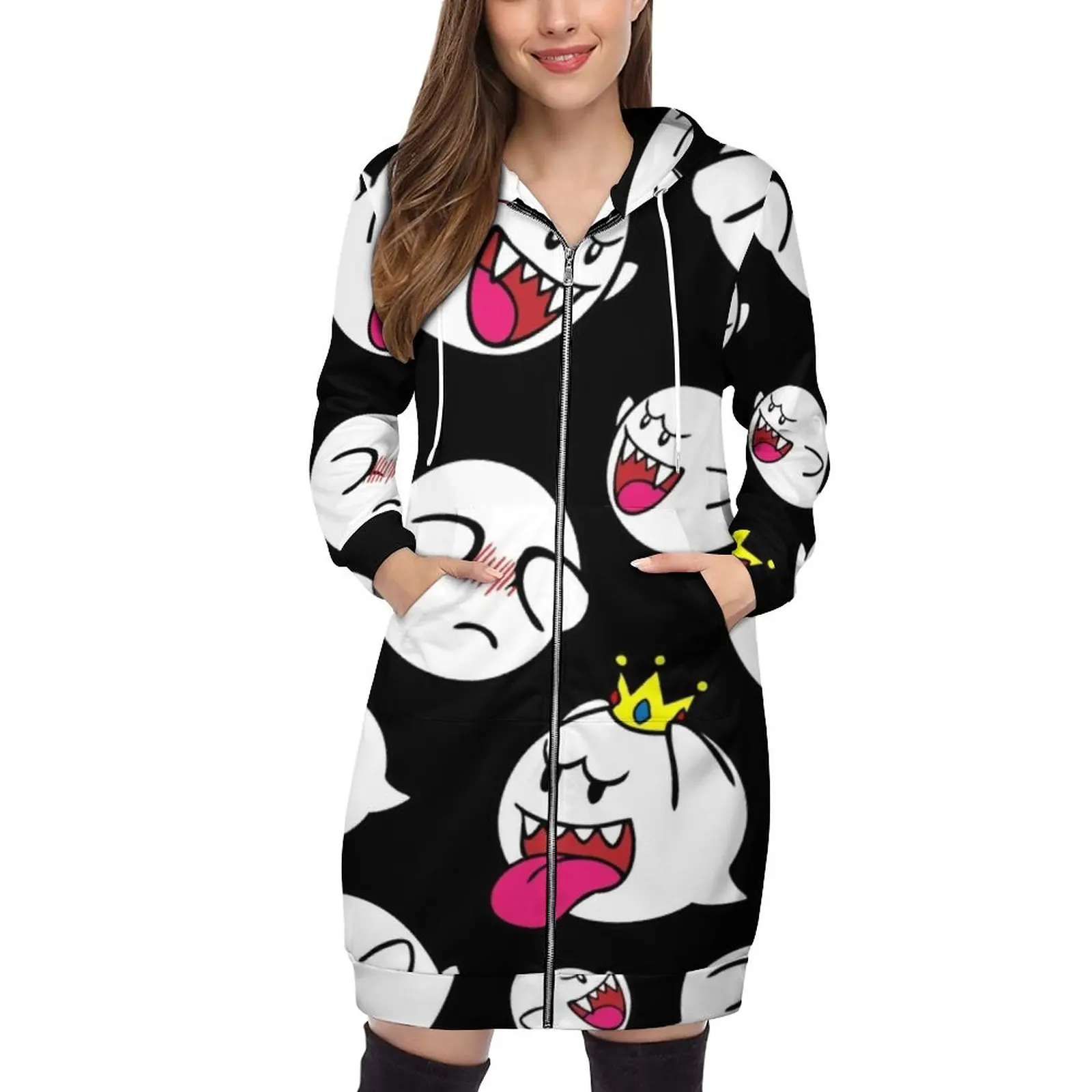 

King Boo Swarm Hoodie Sweatshirt Women Drawstring Printed Pocket Hooded Sweatshirts King Boo Ghost Boo Shy Boo Gaming Video