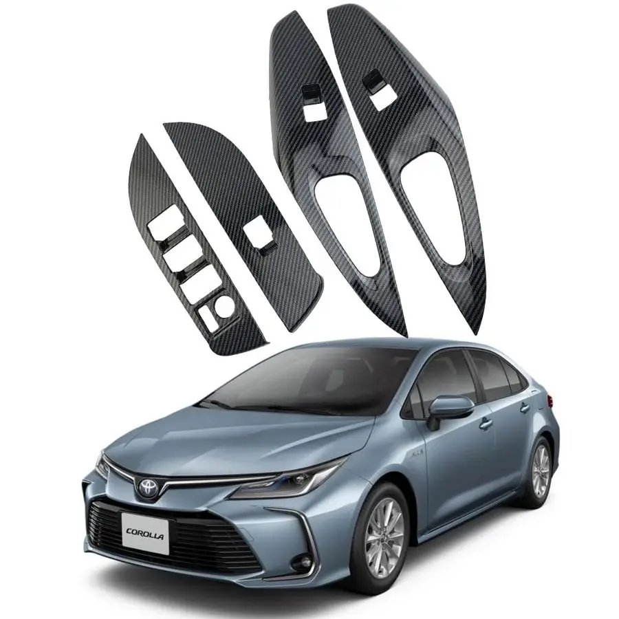 

ABS Carbon Fiber Style Window Switch Decoration Cover Trim fit for Corolla 20192022 Interior Accessories