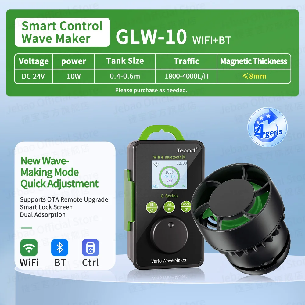 Jebao/Jecod GLW Serie OTA Technologie Wavepomp Ondersteunt BT en WiFi Stille Werking Voor Zoetwater Zoutwater Aquarium