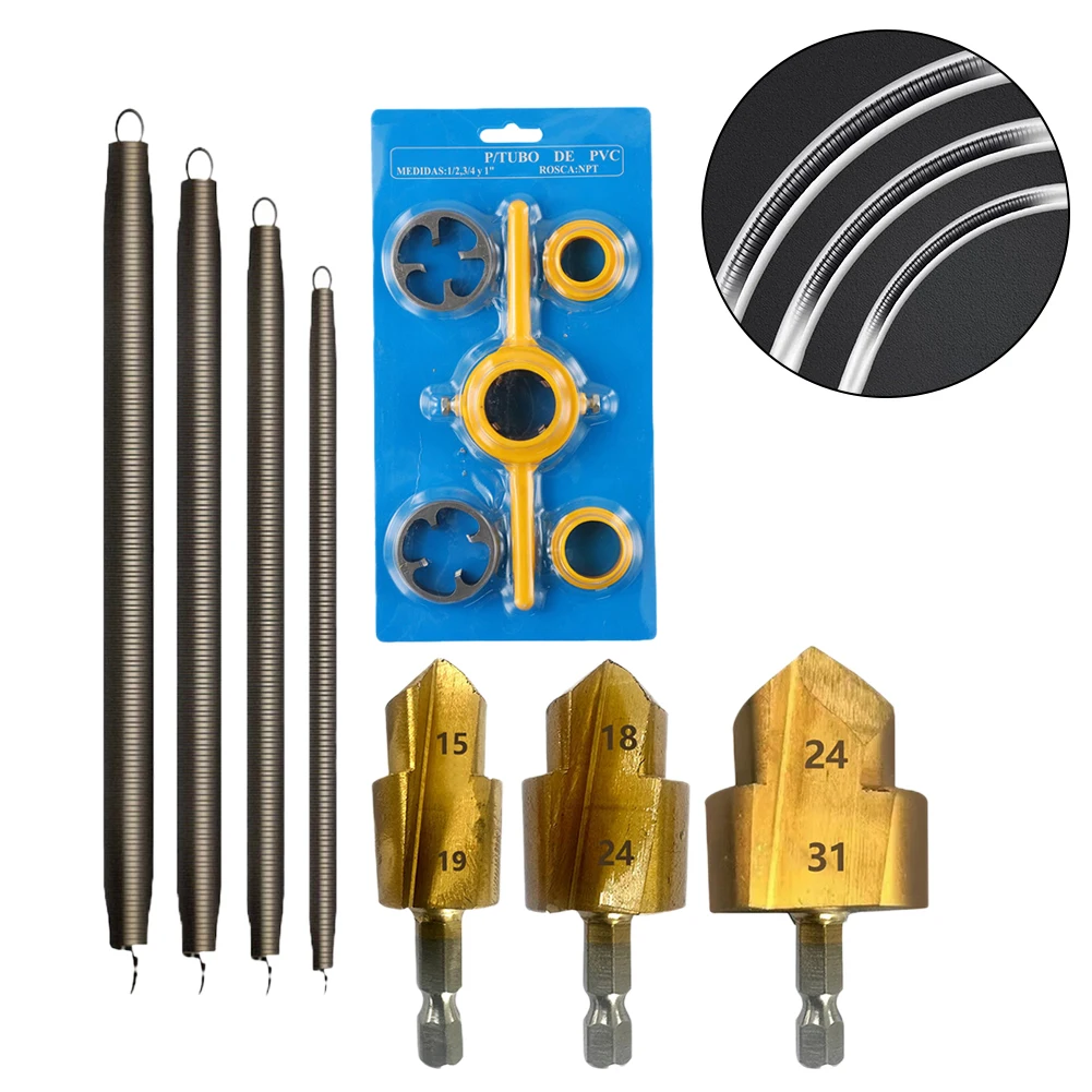 Wire Tube Spring Bender PVC/PPR Step Drill Bit 6pcs Manual Pipe Threader PPR Lifting Drill Bit + Spring Pipe Bender Tools