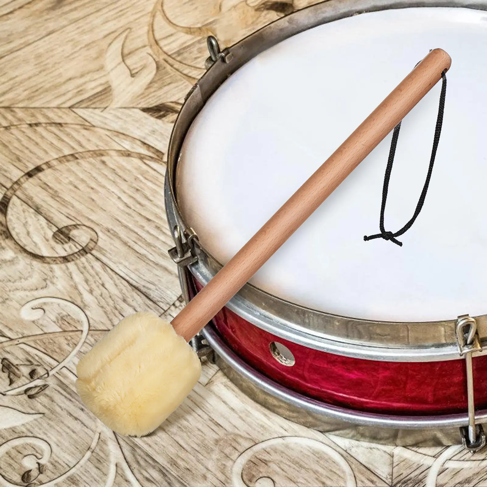 Wood Bass Drumstick Non-Skid Handle Smooth Grip Drum Mallet Essential Percussion Instrument for Stage Performance Portable