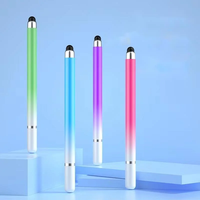 Pena Stylus Universal 2 in 1, pena menggambar Tablet kapasitif warna-warni layar sentuh untuk ponsel Tablet pena pintar