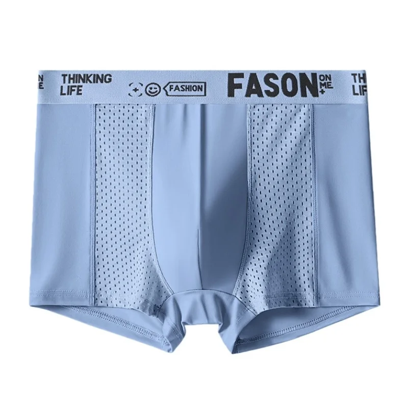 

Breathable Underpants Man Mesh Boxer Briefs Ice Silk Panties Mid Waist Antibacterial Boxers Comfortable Underwear For Men