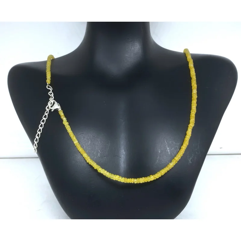 

Ожерелье с желтыми сапфирами, 20 дюймов, граненые бусины, ювелирные изделия из стерлингового серебра