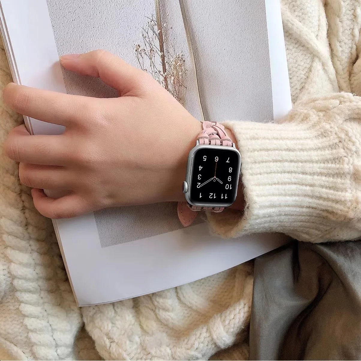 Leather Braided Strap For Apple Watch Band 49mm 45mm 41mm 44mm 42mm 46mm Bracelet Wristband iWatch Ultra 10 9 8 7  6 5 SE Correa