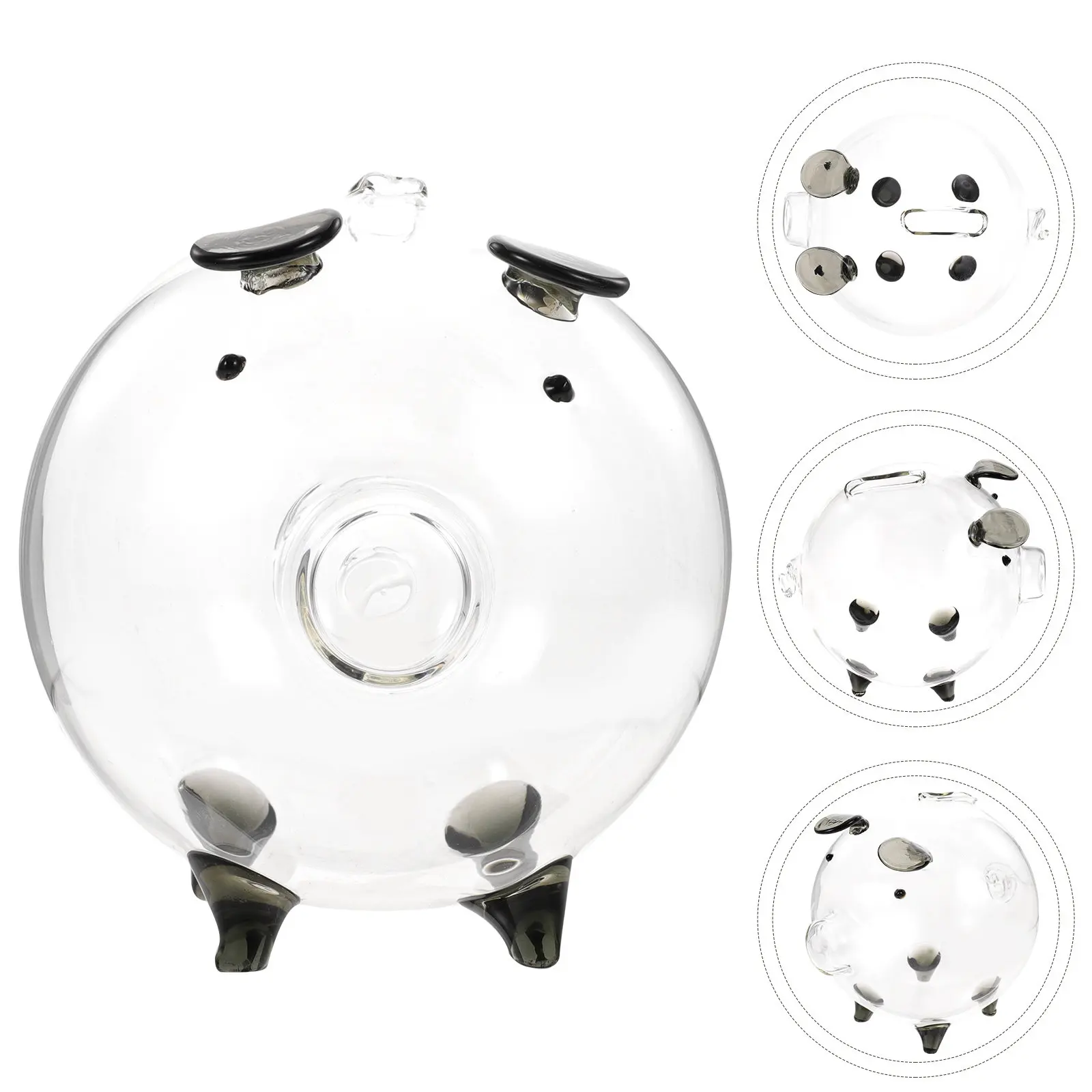Creative Piggy Bank Clear Glass Pig Design Money Pot for Develop Saving Habit Desktop Decorative Coin and Cash