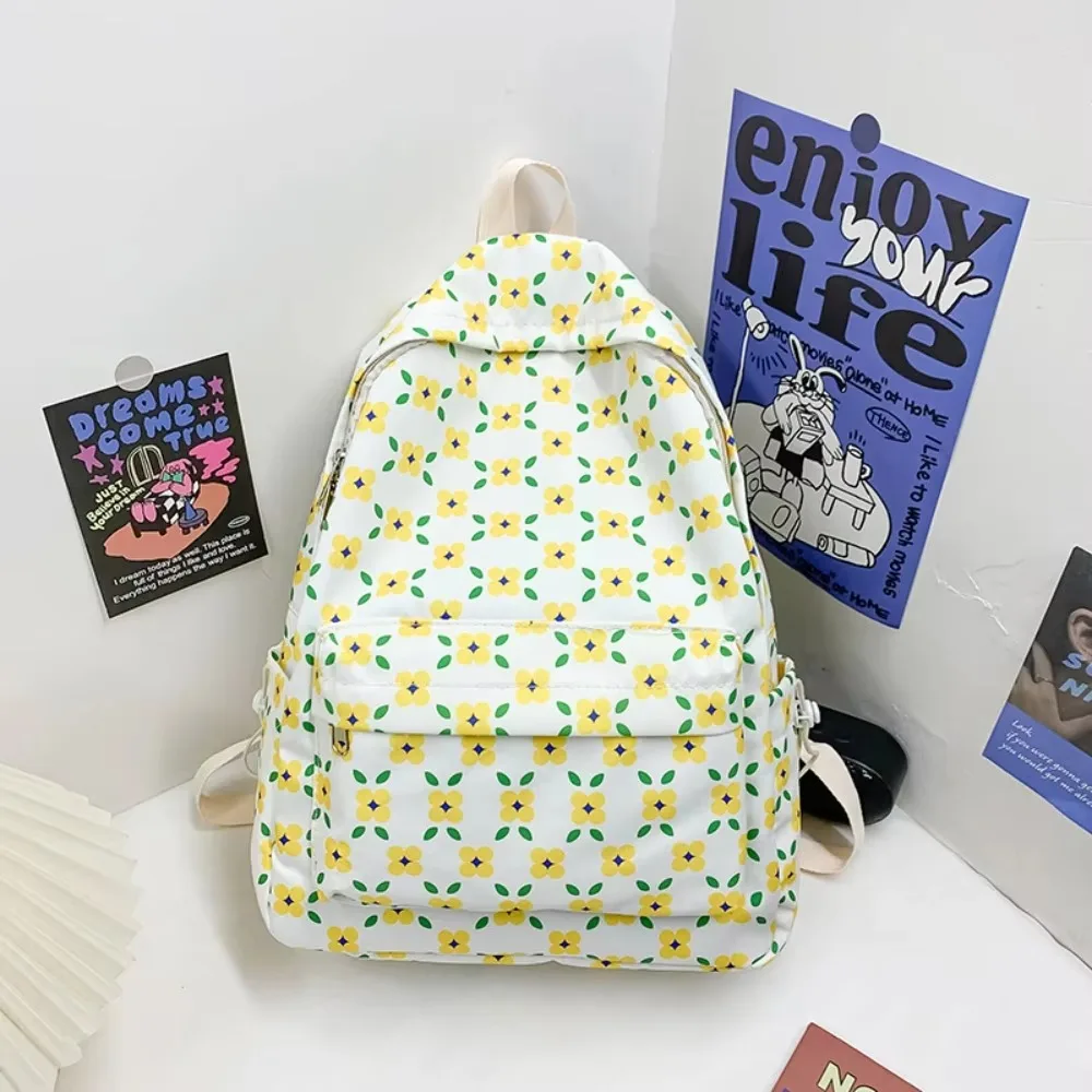 Hoge kwaliteit mode studenten rugzak esthetische vrije tijd bloemen schooltas casual nylon schoudertas meisjes