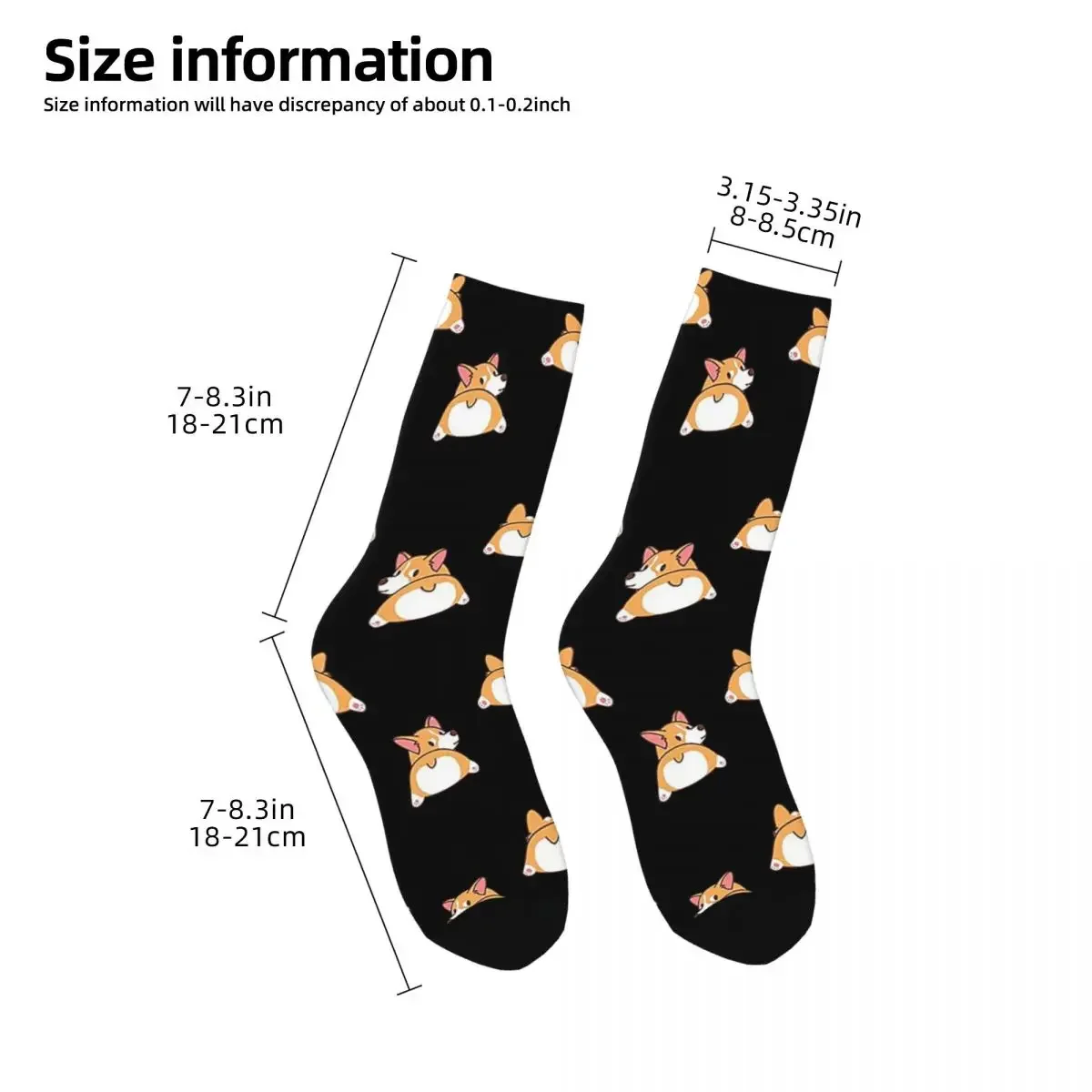 Funny Cute Corgi Butt Pattern Dark Socks Harajuku Super Soft Stockings All Season Long Socks Accessories for Man's Woman's Gifts