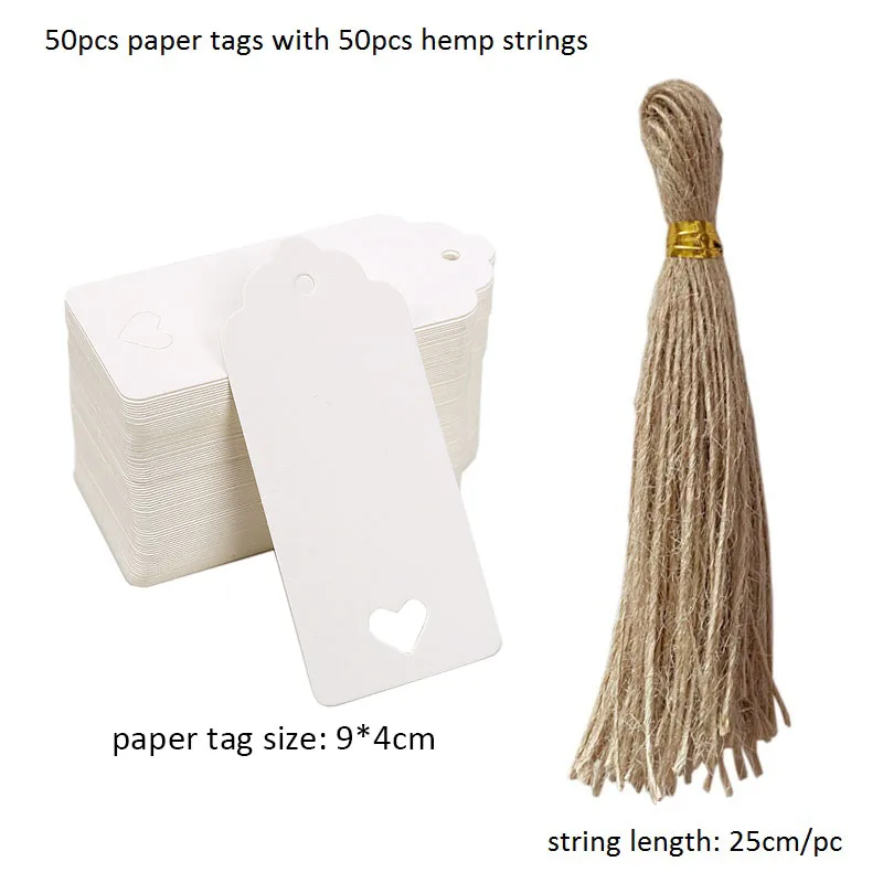 Kraft Paper Tags with Strings, 50pcs