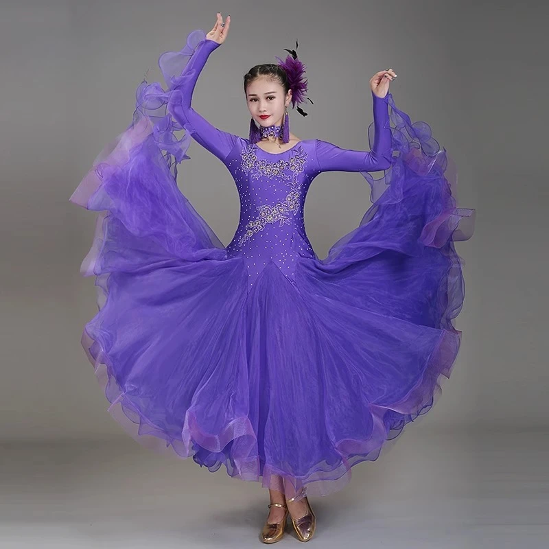 2025 فساتين رقص نسائية أنيقة جديدة فستان رقص الفالس ملابس المنافسة القياسية الراقية الأداء الحديث أزياء النساء