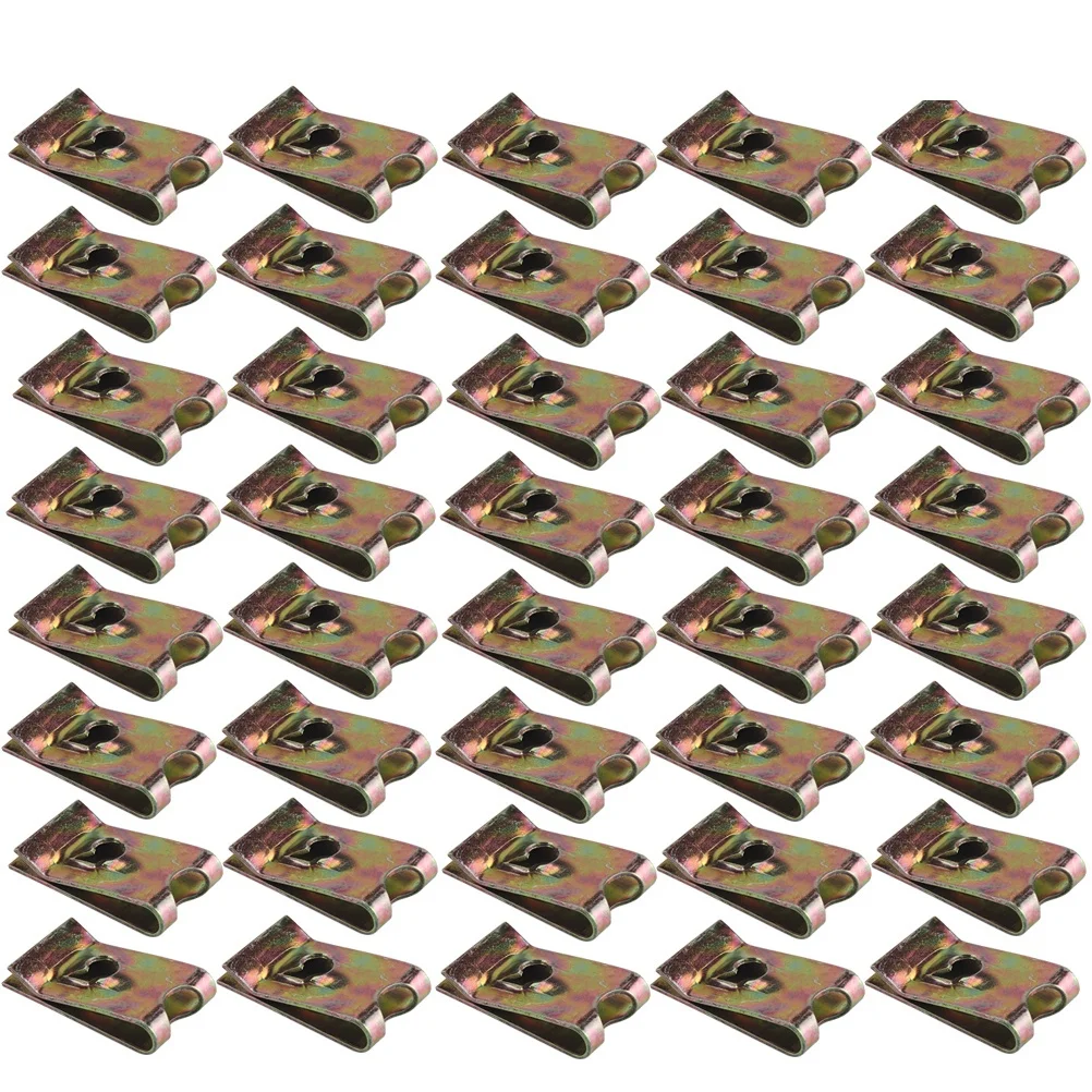 

50Pcs Motorcycle U Nut Fasteners High Hardness Elastic Plywood Nuts for Fairing Bodywork Panel Spire U Clips Manganese Steel
