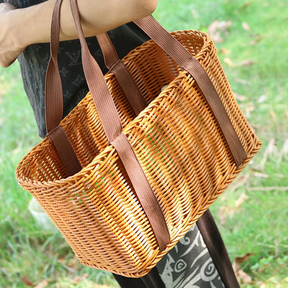 Tote Bag for Women Hand Basket Fruit Handle Kitchen Candy Brown Delicate Food Container Miss