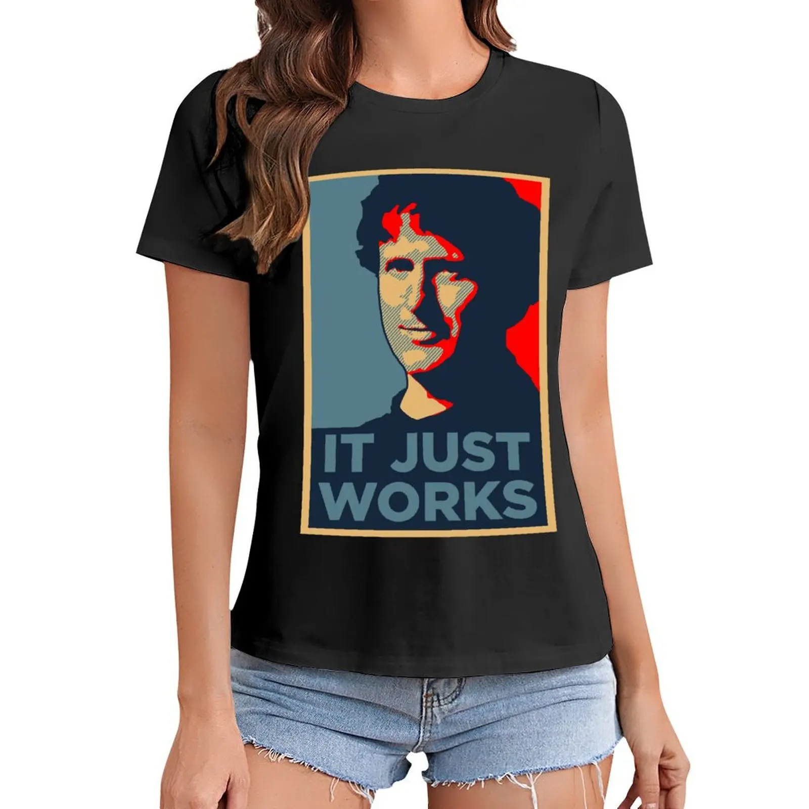 

Todd Howard - It Just Works Poster T-Shirt Female clothing Aesthetic clothing Woman fashion