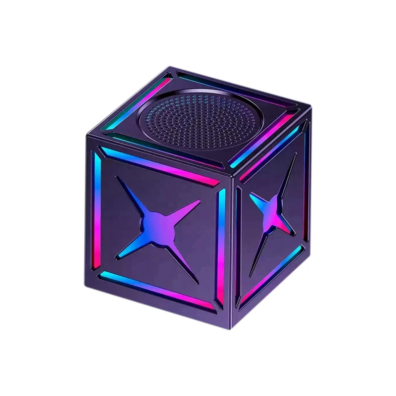 Mini alto-falante externo sem fio com luz colorida rgb woofer estéreo portátil subwoofer atmosfera bt caixa de som preto